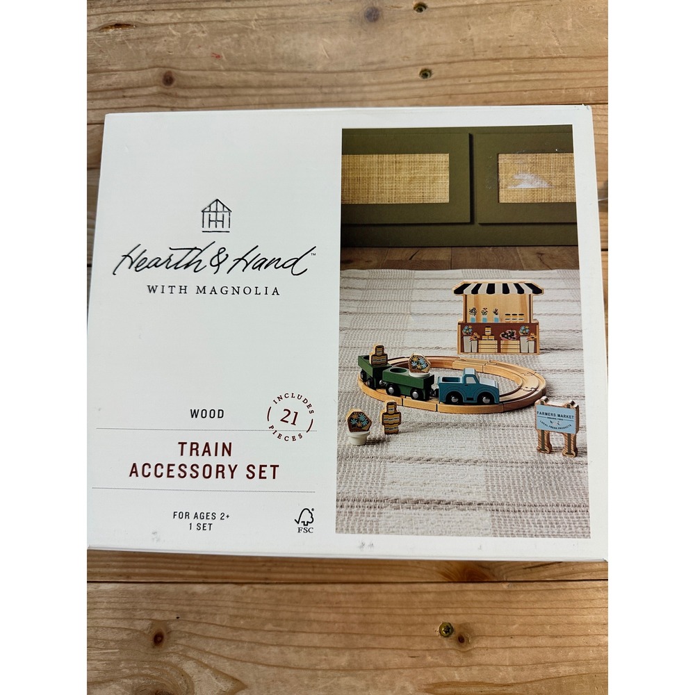 Hearth & Hand with Magnolia Wood Train Accessory Set 21 Pieces New Ages 2+